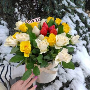 Blumenstrauß mit Schokoladen-Erdbeeren